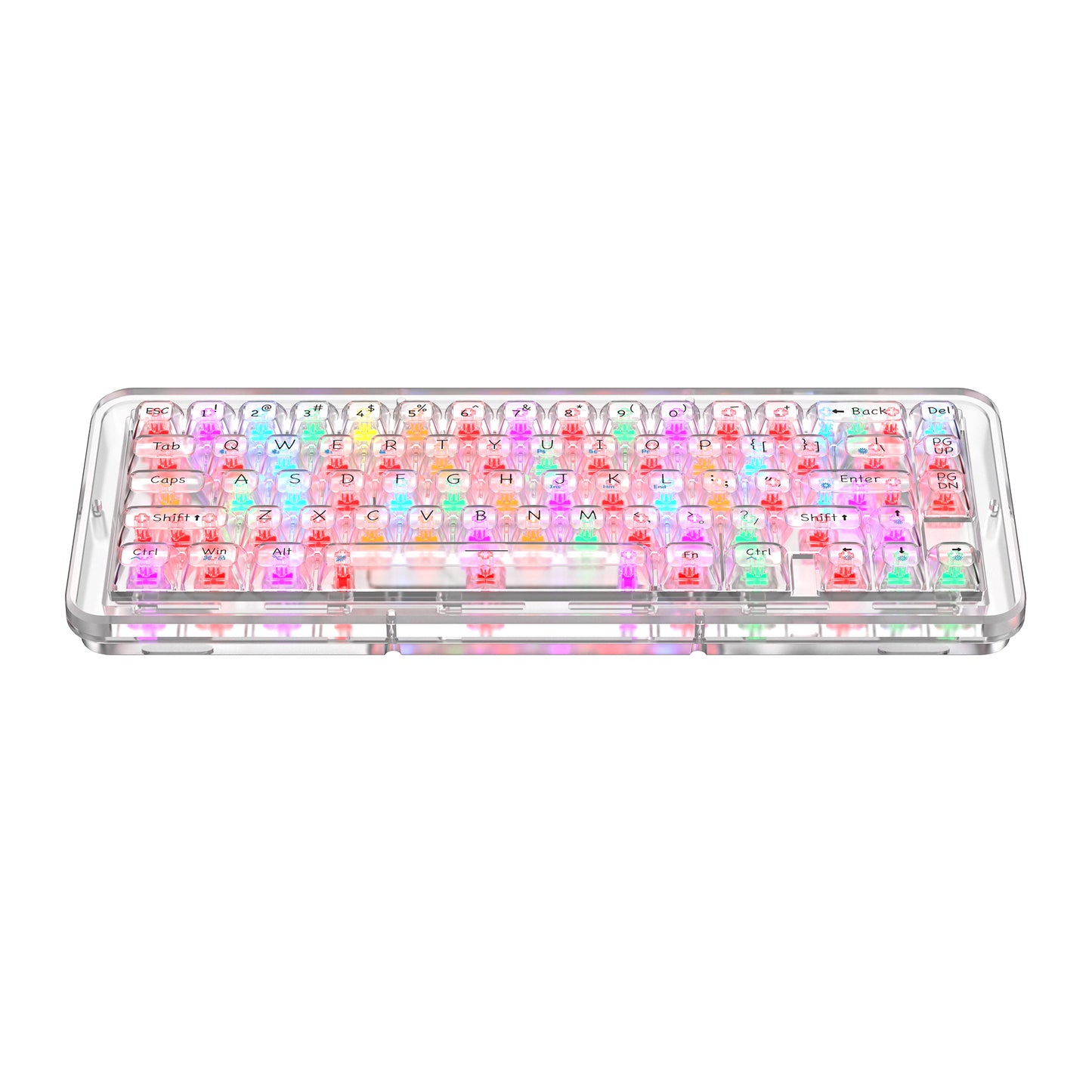 GITOPER G2 MINI 68 Keys Transparent Mechanical Keyboard Crystal Keycaps with Kailh MX Ice Sea Spirit Switch