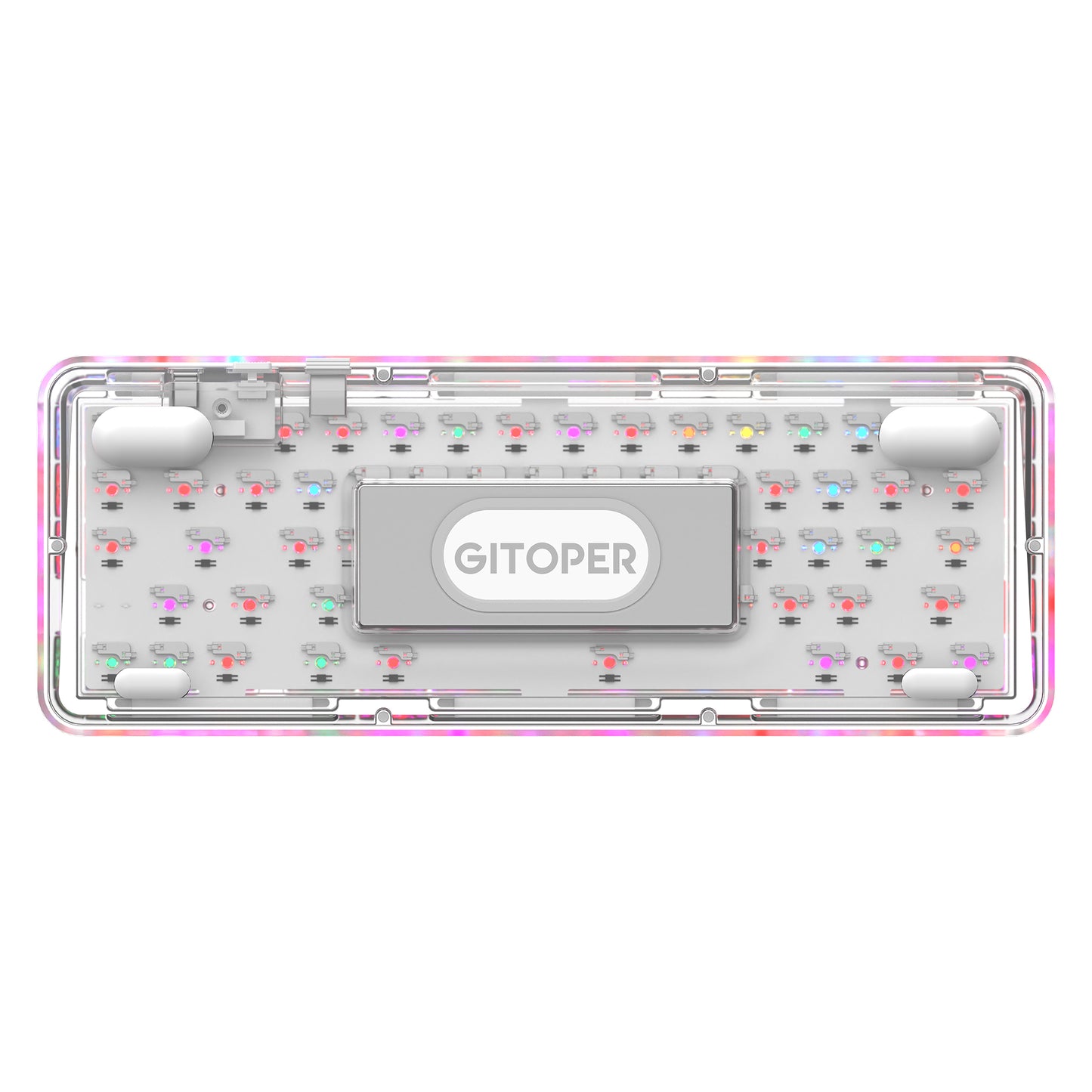 GITOPER G2 MINI 68 Keys Transparent Mechanical Keyboard Crystal Keycaps with Kailh MX Ice Sea Spirit Switch
