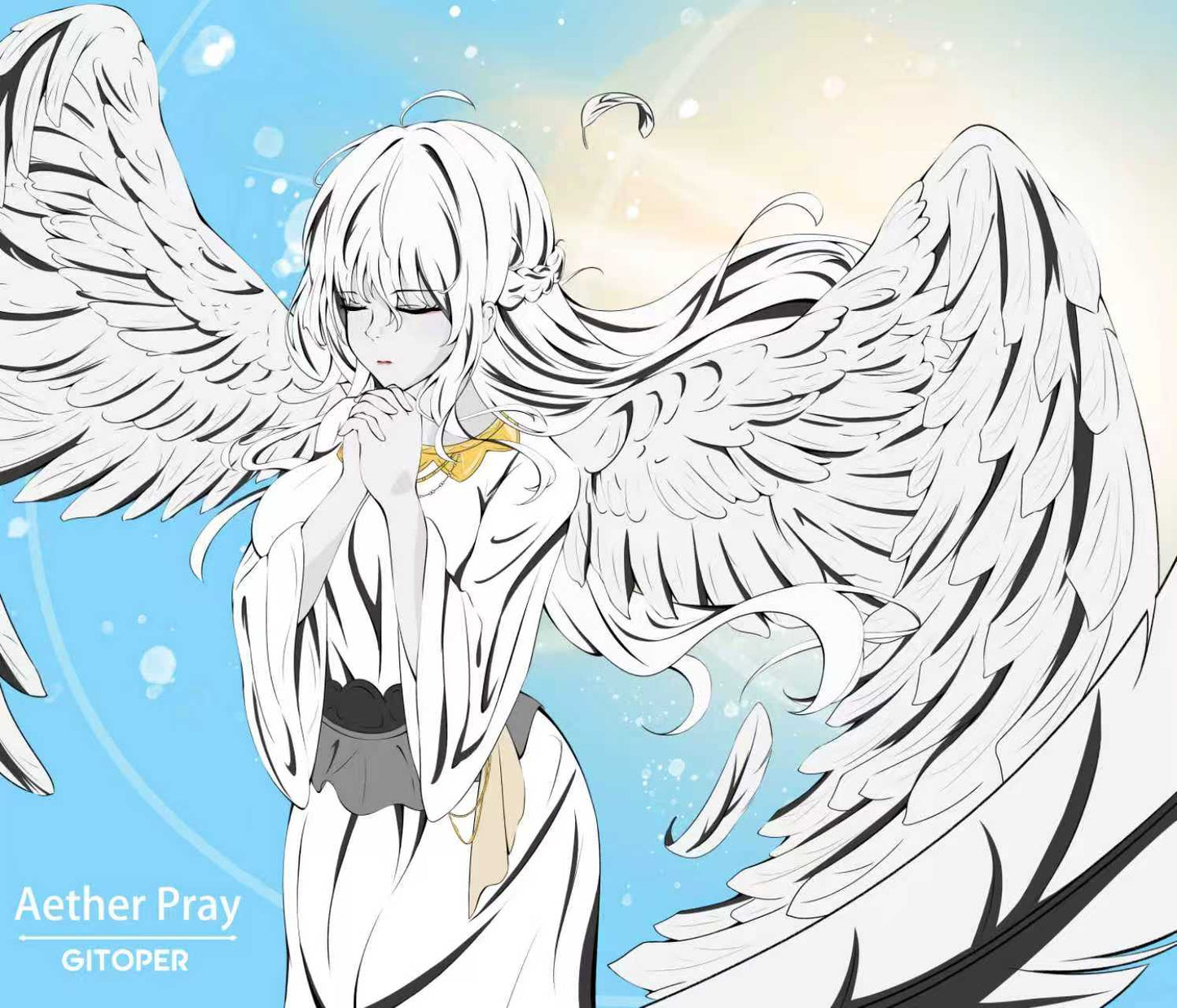 GITOPER AETHER PRAY Anime Gaming Mouse Pad - Carbon Fiber Base, Non-Slip TPU, Pro Control Surface