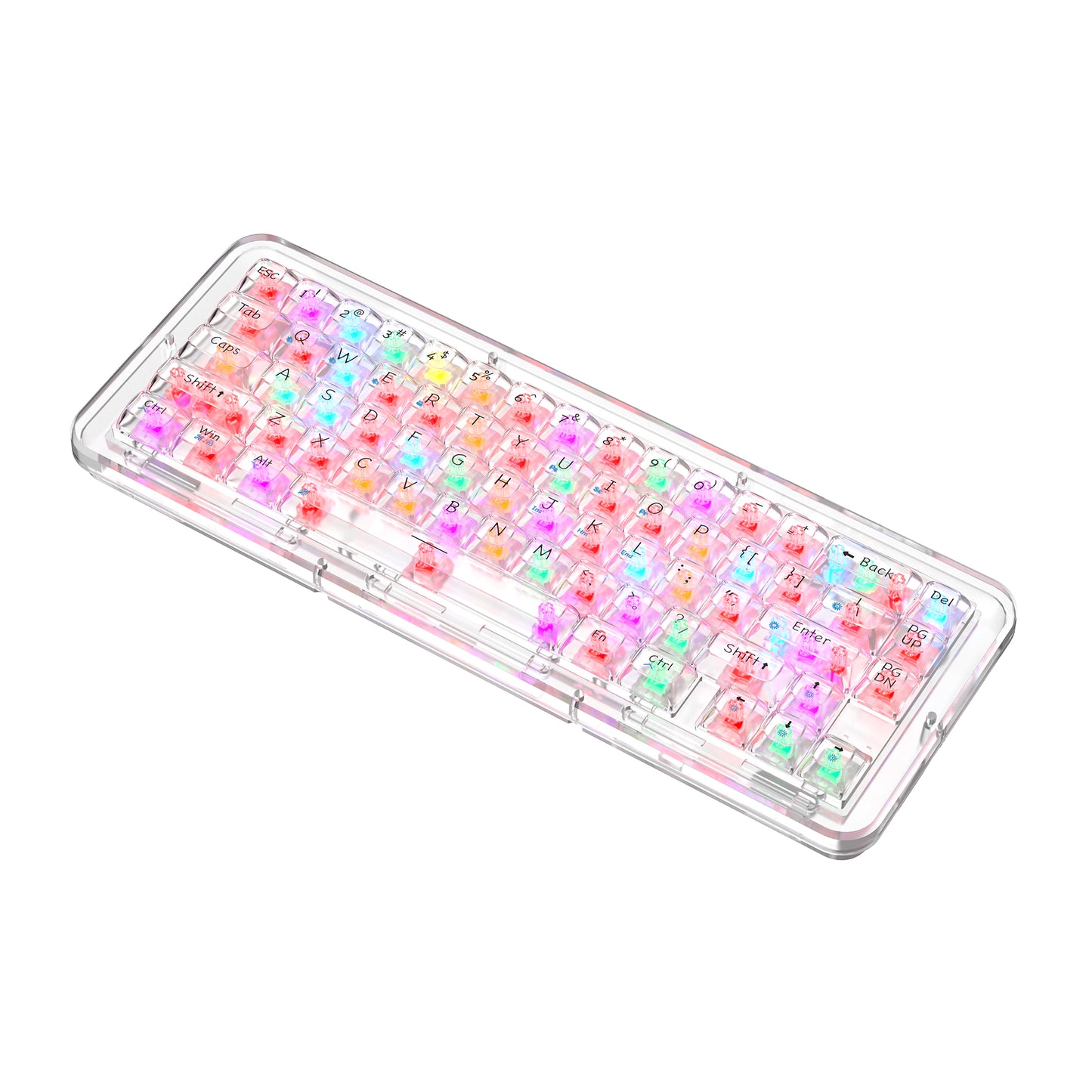 GITOPER G2 MINI 68 Keys Transparent Mechanical Keyboard Crystal Keycaps with Kailh MX Ice Sea Spirit Switch