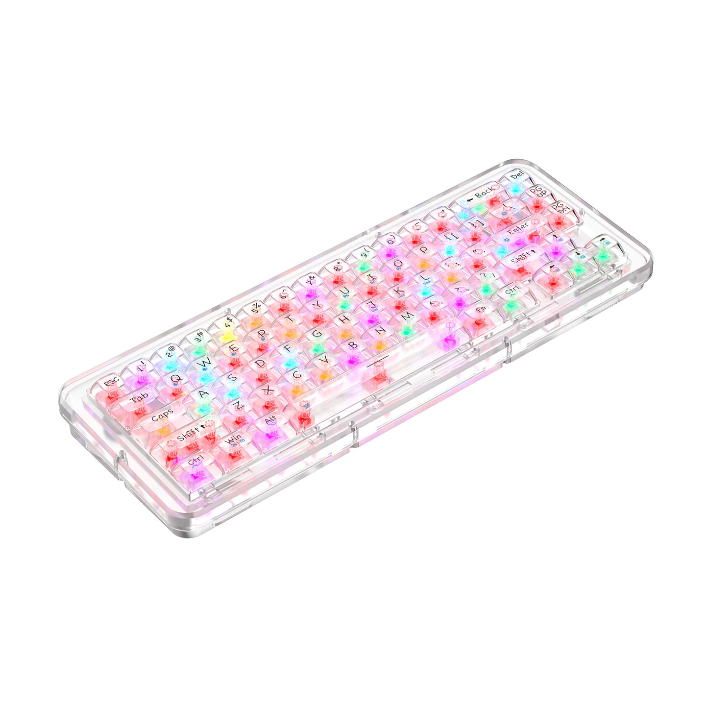 GITOPER G2 MINI 68 Keys Transparent Mechanical Keyboard Crystal Keycaps with Kailh MX Ice Sea Spirit Switch