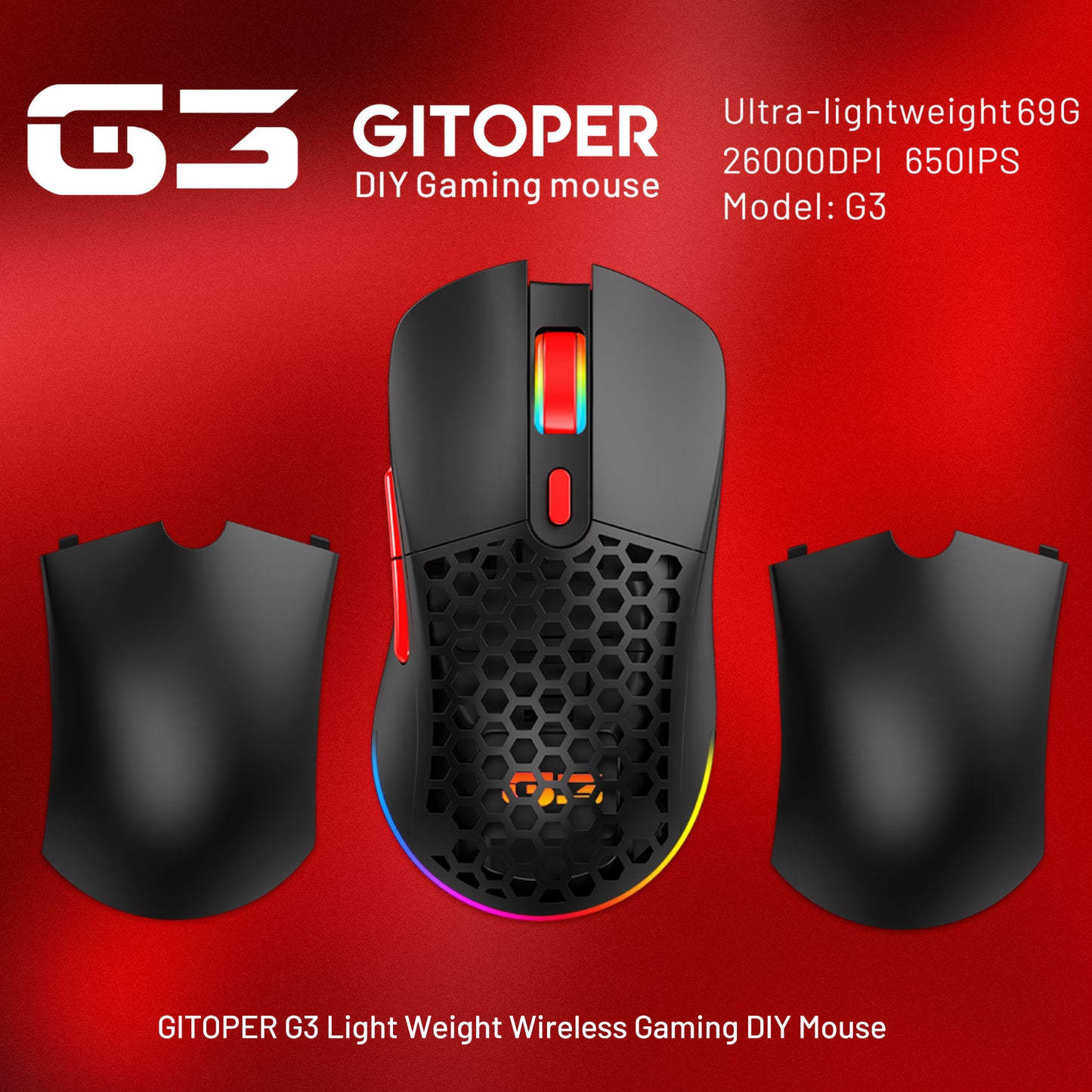 GITOPER G3 Light Weight Wireless DIY Gaming Mouse