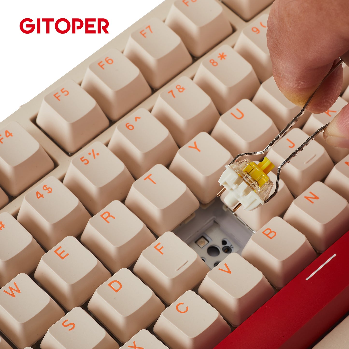 GITOPER G2 75% 81 Keys PBT Keycaps RGB Hot-Swap Gateron Yellow Switch Three Mode Mechanical Keyboard-White