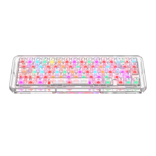 GITOPER G2 MINI  68 Keys Transparent Mechanical Keyboard Crystal Keycaps with Kailh MX Ice Sea Spirit Switch