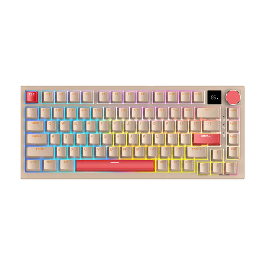 GITOPER G2 75% 81 Keys PBT Keycaps RGB Hot-Swap Gateron Yellow Switch Three Mode Mechanical Keyboard-White