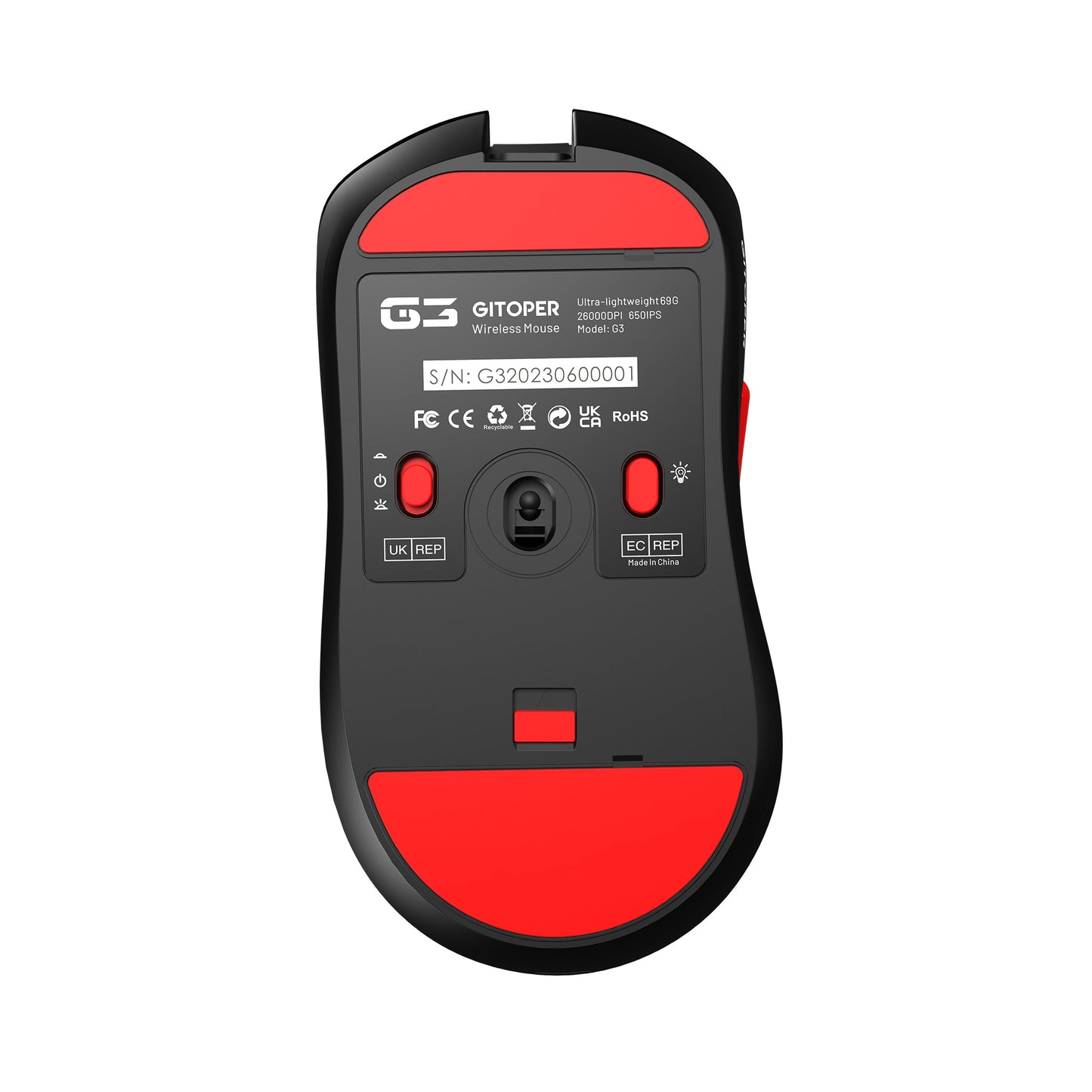 GITOPER G3 Light Weight Wireless DIY Gaming Red Mouse