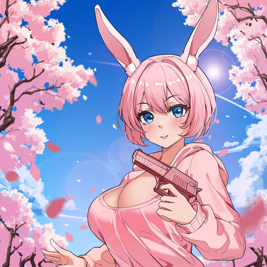 GITOPER 2Dアートワーク アニメ風ゲーミングマウスパッド 桜うさぎ警察/第2形態(タイプII)-コントロール防水表面